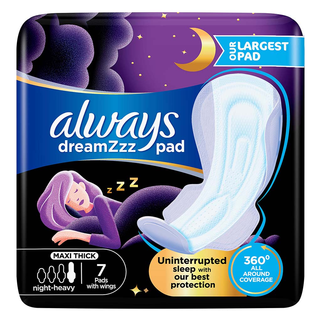Always Dreamzz Maxi Thick With Wings Sanitary Pads For Heavy Nights 7's 4015 - Easy Pharmacy LLC