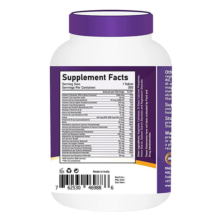 NBL Natural Multivitamin & Multimineral Supplement Tablets, Pack of 300's - Easy Pharmacy LLC