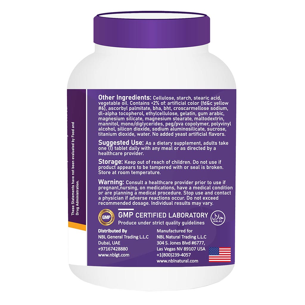NBL Natural Multivitamin & Multimineral Supplement Tablets, Pack of 300's - Easy Pharmacy LLC
