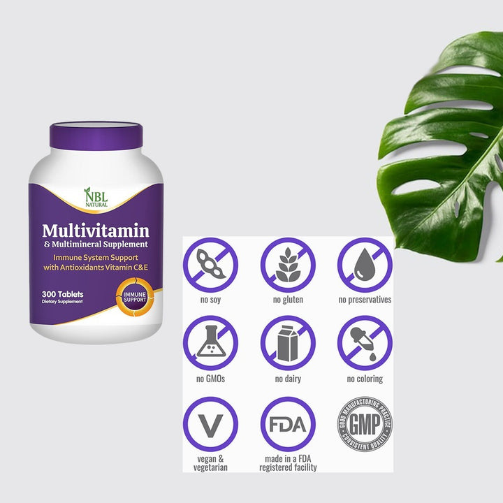 NBL Natural Multivitamin & Multimineral Supplement Tablets, Pack of 300's - Easy Pharmacy LLC