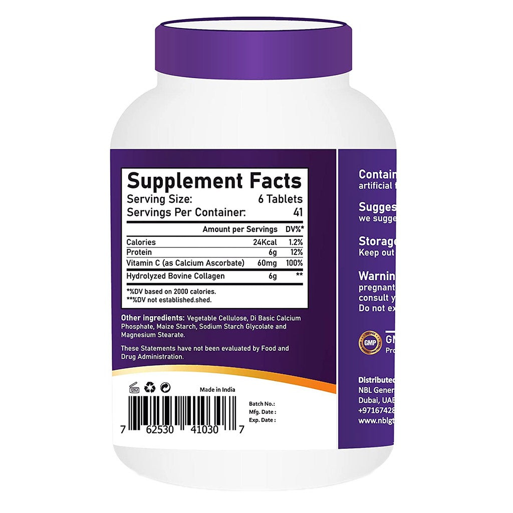 NBL Natural Super Collagen + Vitamin C Tablets for Skin, Hair, Nail & Joint Support 250's - Easy Pharmacy LLC