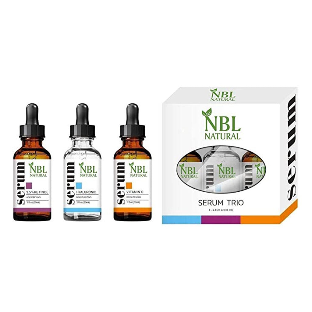 NBL Natural Hyaluronic Acid + Retinol + Vitamin C Anti-Aging Mositurizing Facial Serum Trio - Easy Pharmacy LLC