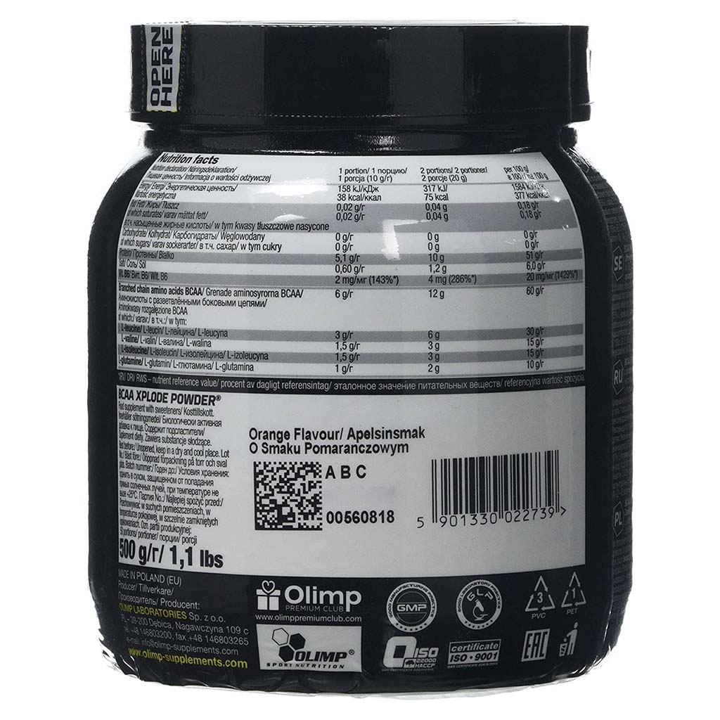 Olimp Amino Acids + Anti-Fatigue Formula BCAA Xplode Powder, Orange 500 g - Easy Pharmacy LLC
