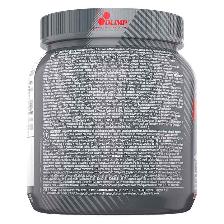 Olimp RedWeiler Furious Pump Pre Workout Ultra Training Performance Powder Blend for Advanced Athletes, Orange Flavor 480 g - Easy Pharmacy LLC