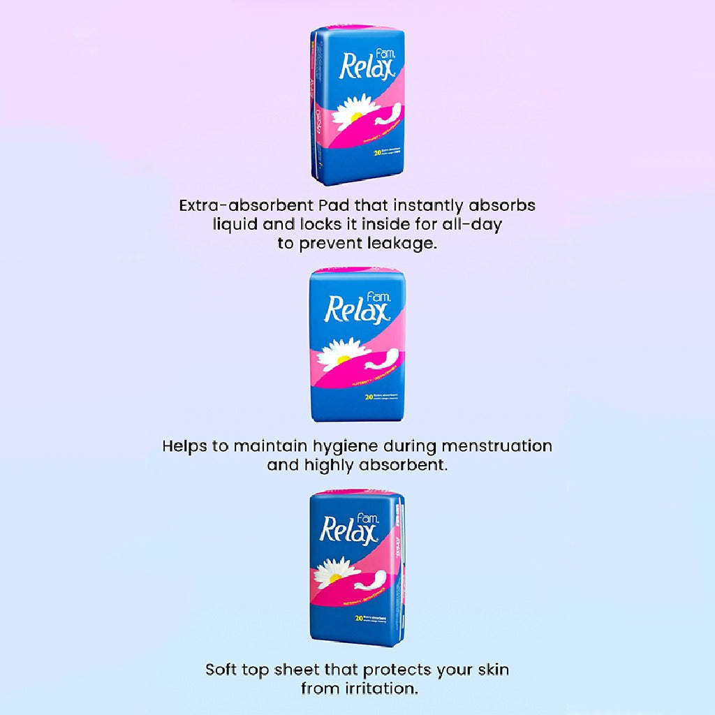 Fam Relax Multi Usage Extra Absorbent Incontinence Maternity Pads, Pack of 20 x 10’s - Easy Pharmacy LLC