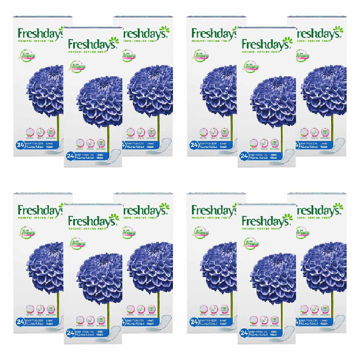 Freshdays Natural Cotton Feel Flexy Fit Odour Control Long Pantyliners, Pack of 24 x 12’s - Easy Pharmacy LLC