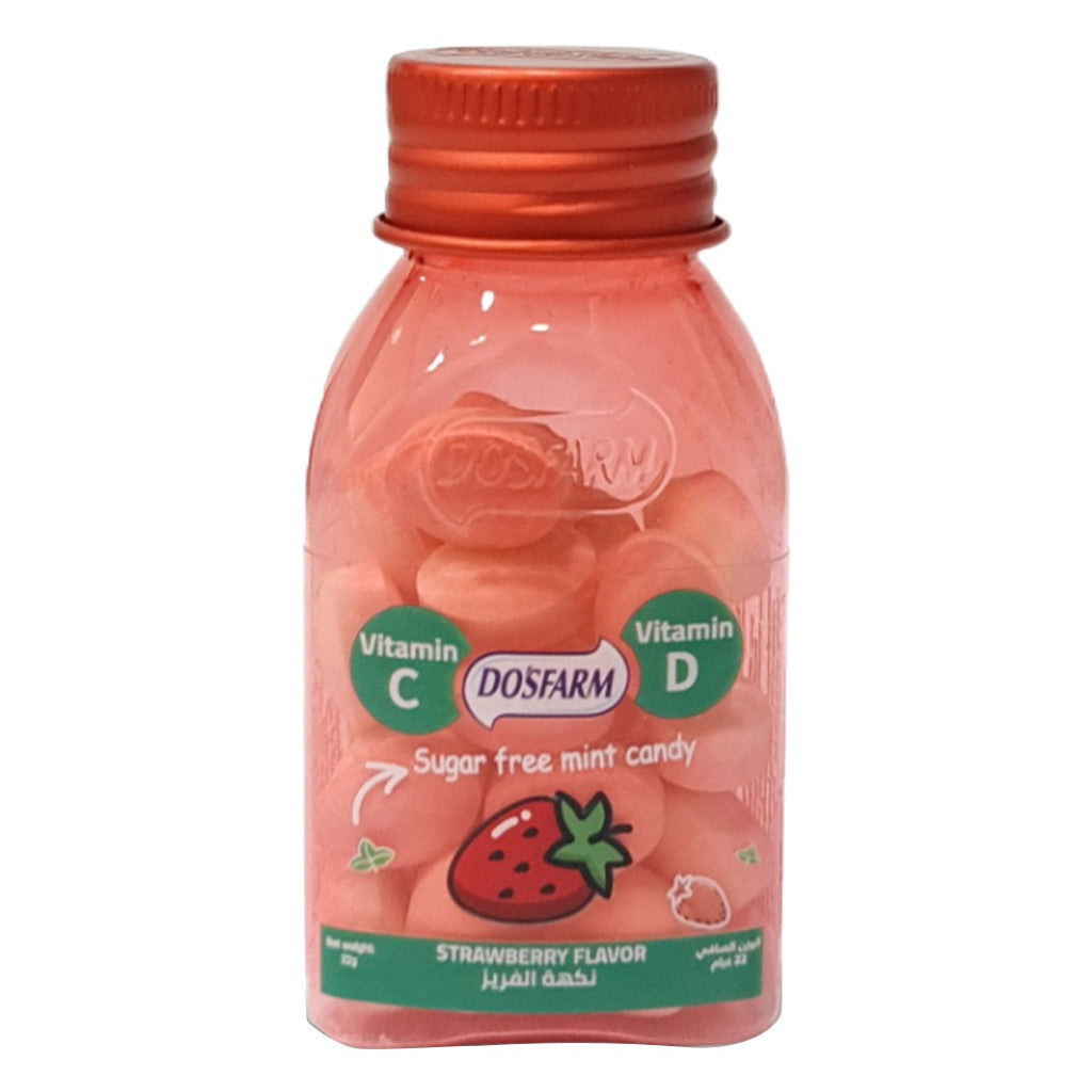 Dosfarm Sugar Free Candy With Vitamin C & Vitamin D Strawberry 22 g 1's - Easy Pharmacy LLC