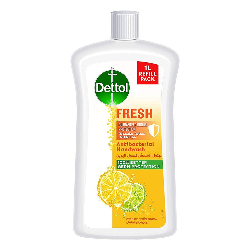 Dettol Fresh Antibacterial Hand Wash, Citrus & Orange Blossom Refill 1L - Easy Pharmacy LLC