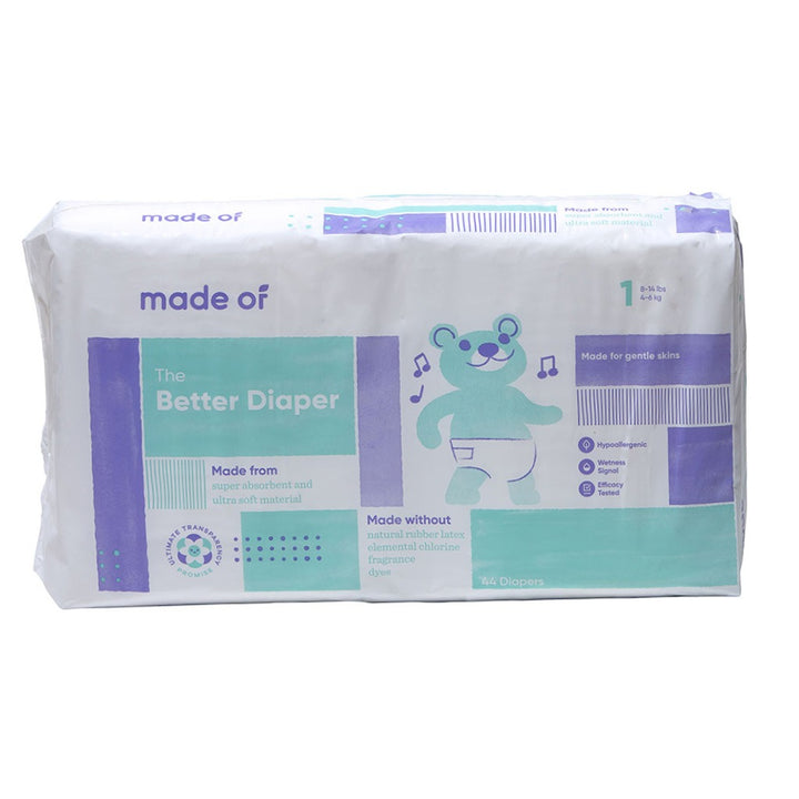 Made Of The Better Baby Diapers Size 1, 4-6 Kg, 44's - Easy Pharmacy LLC