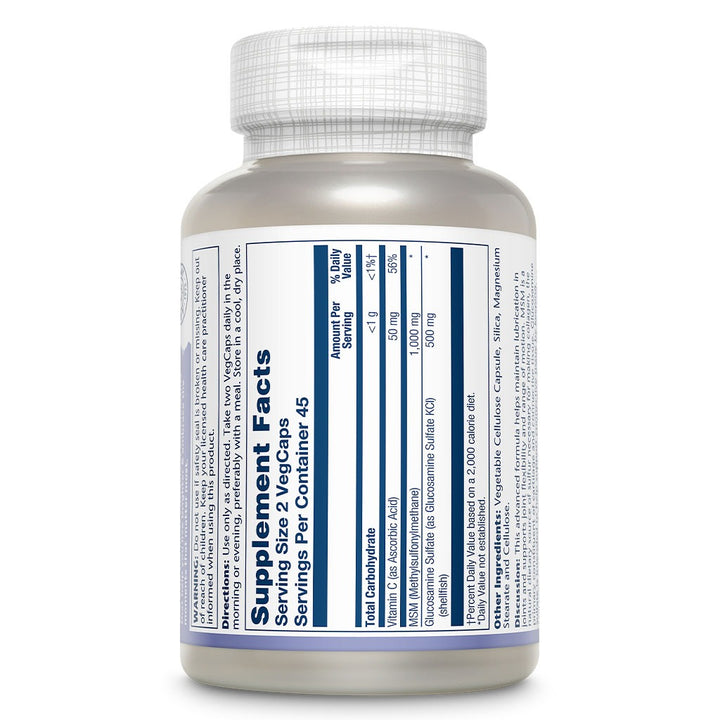 Solaray MSM & Glucosamine Veg Capsules For Joint Comfort & Joint Health 90's - Easy Pharmacy LLC