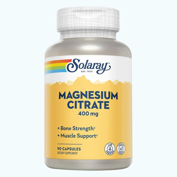 Solaray Magnesium Citrate 400mg Capsules for Muscle & Nerve Support, 90 Capsules