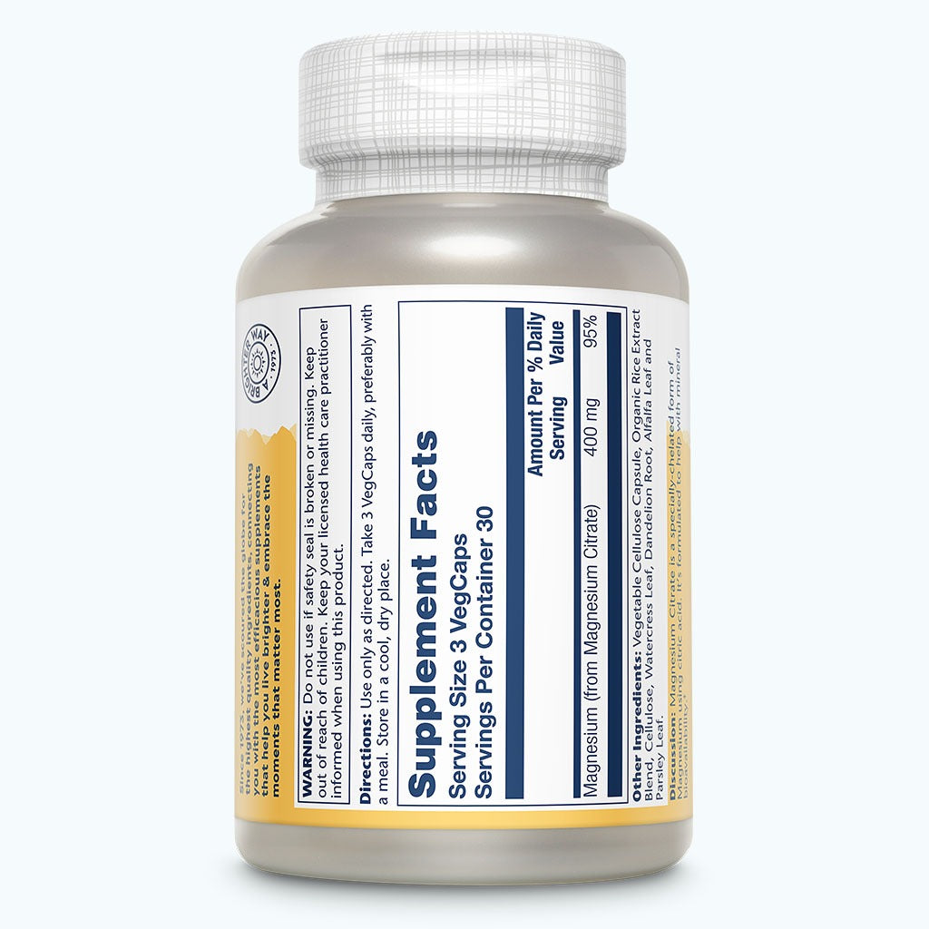 Solaray Magnesium Citrate 400 mg Capsules For Bone Strength & Muscle Support 90’s - Easy Pharmacy LLC