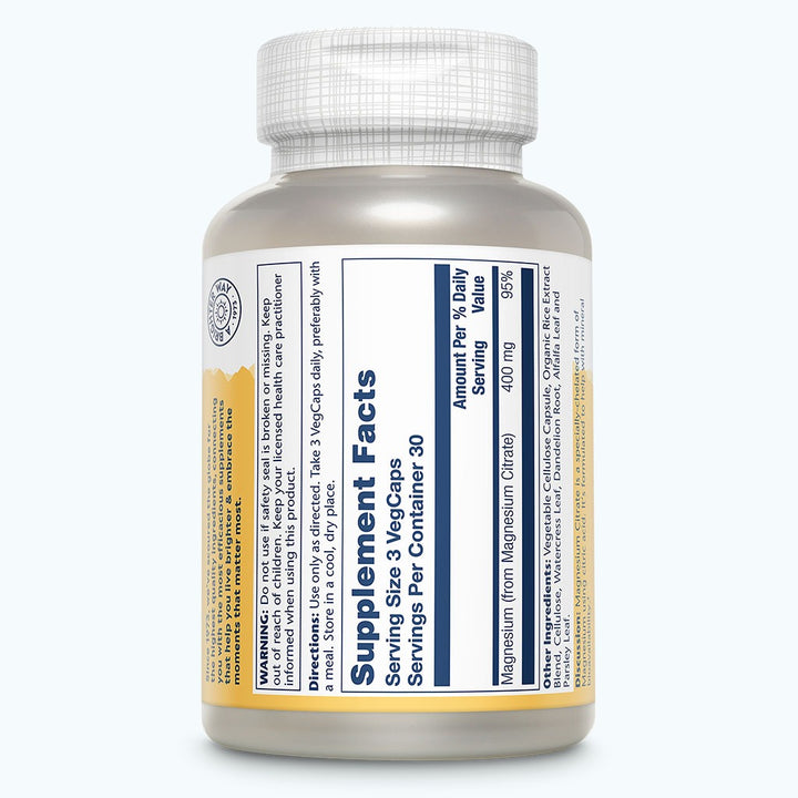 Solaray Magnesium Citrate 400 mg Capsules For Bone Strength & Muscle Support 90’s - Easy Pharmacy LLC