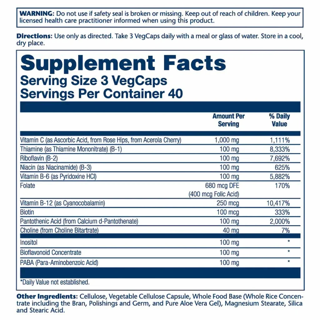 Solaray Mega Vitamin B-Stress Veg Capsules 120’s  - Easy Pharmacy LLC