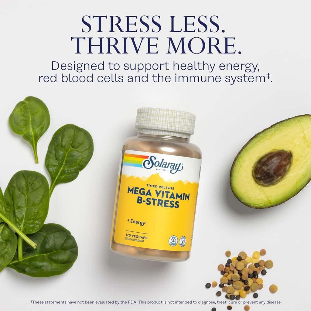 Solaray Mega Vitamin B-Stress Veg Capsules 120’s  - Easy Pharmacy LLC