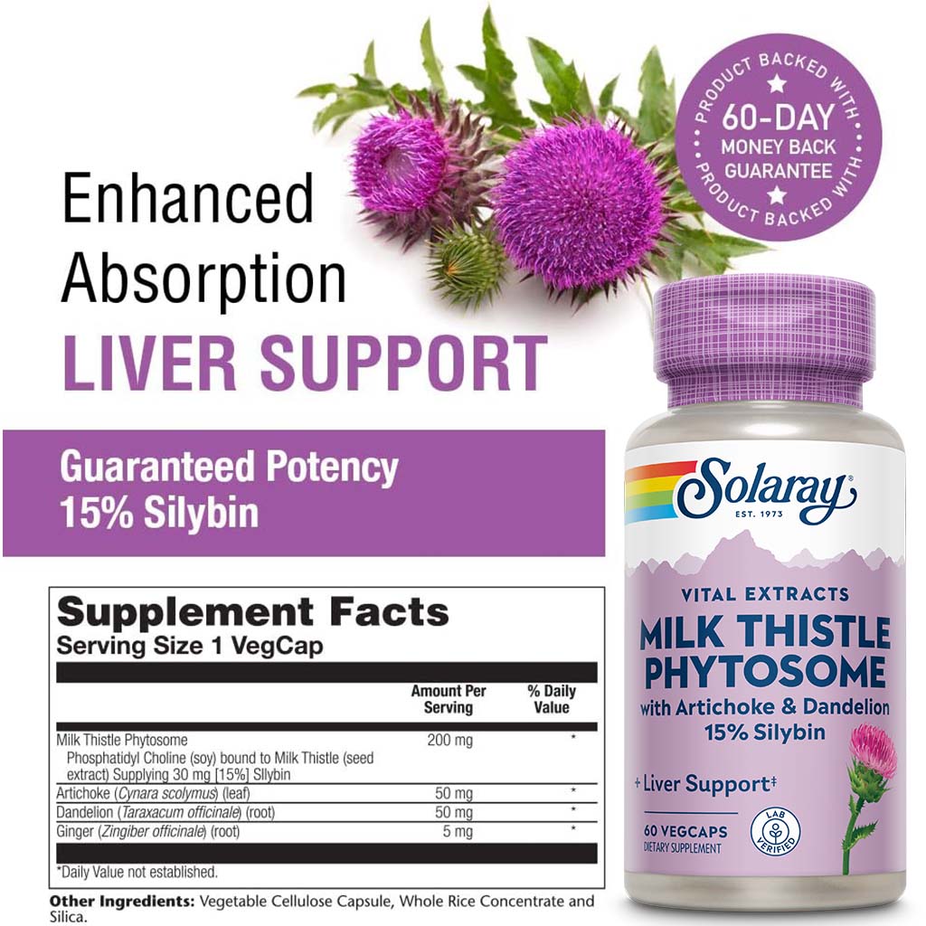 Solaray Milk Thistle Phytosome With Artichoke & Dandelion VegCapsules For Liver Support 60’s - Easy Pharmacy LLC