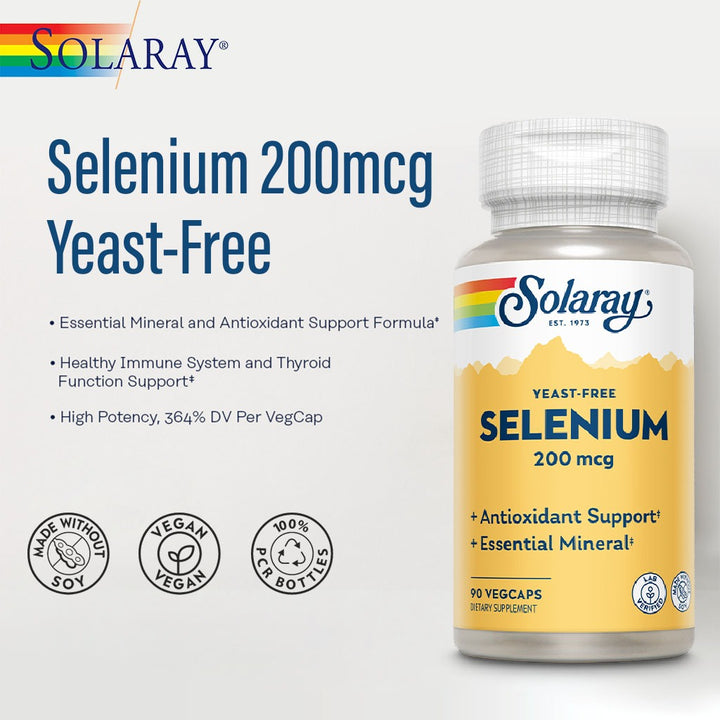 Solaray Selenium 200 mcg VegCapsules For Immune Support & Thyroid Function 90’s - Easy Pharmacy LLC