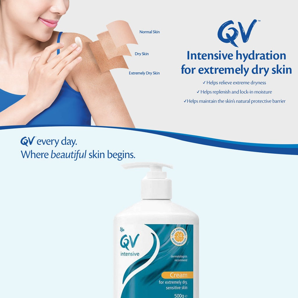 Ego QV Intensive Body Moisturiser Cream Pump For Extremely Dry Sensitive Skin 500g - Easy Pharmacy LLC
