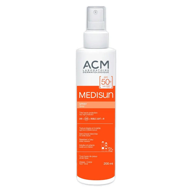 ACM Medisun SPF 50+ Sun Protection Spray with IR & Visible Light Protection for Adults & Children, 200ml