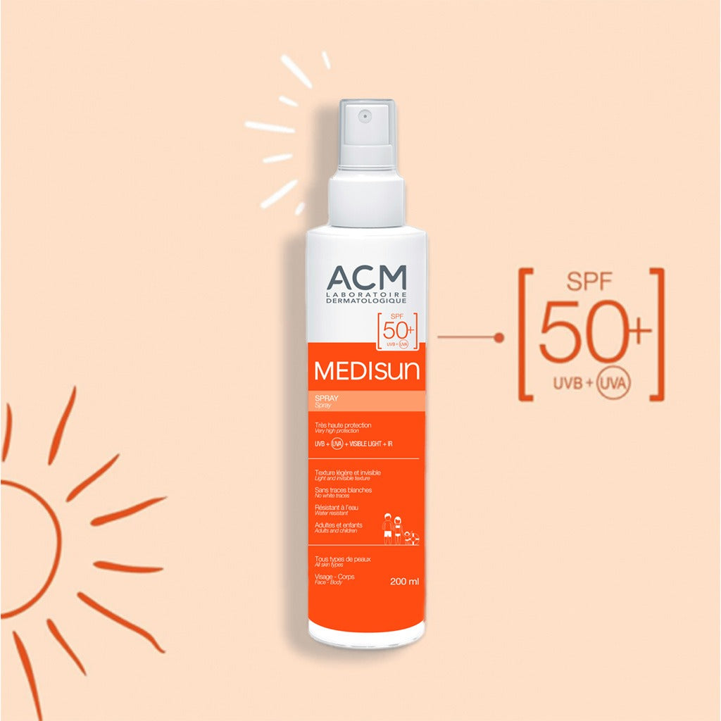 ACM Medisun SPF50+ Sun Protection Spray With IR & Visible Light Protection For Adults & Children 200ml - Easy Pharmacy LLC