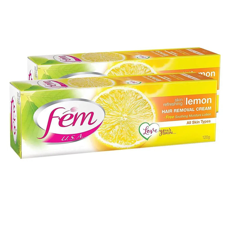 Fem USA Hair Removal Cream, Lemon, Twin Pack 120g x 2