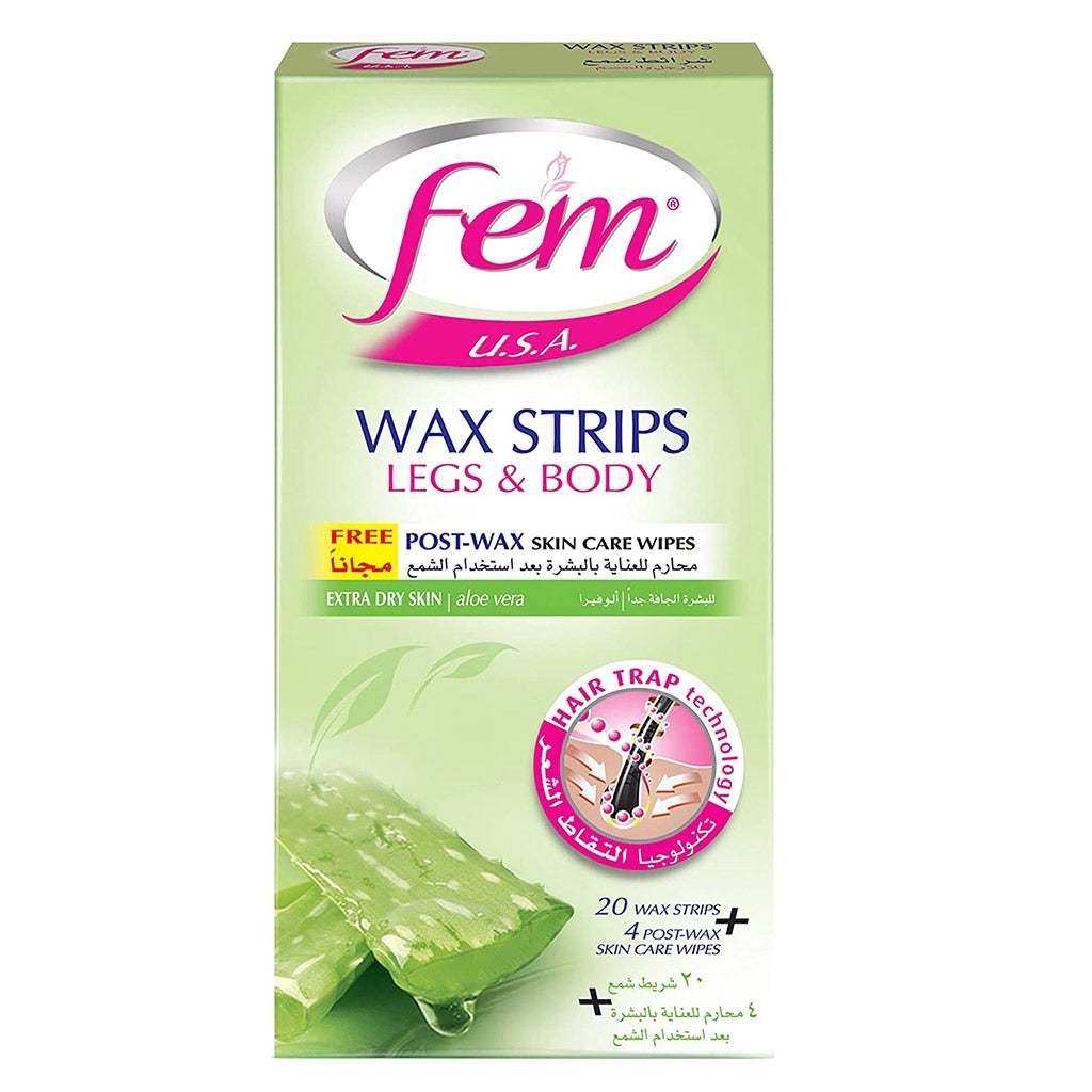 Fem USA Body Wax Strips Extra Dry Skin 20's - Easy Pharmacy LLC