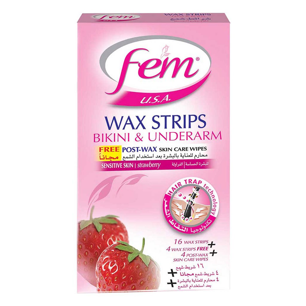 Fem USA Bikini And Underarms Wax Strips Sensitive Skin 20's - Easy Pharmacy LLC
