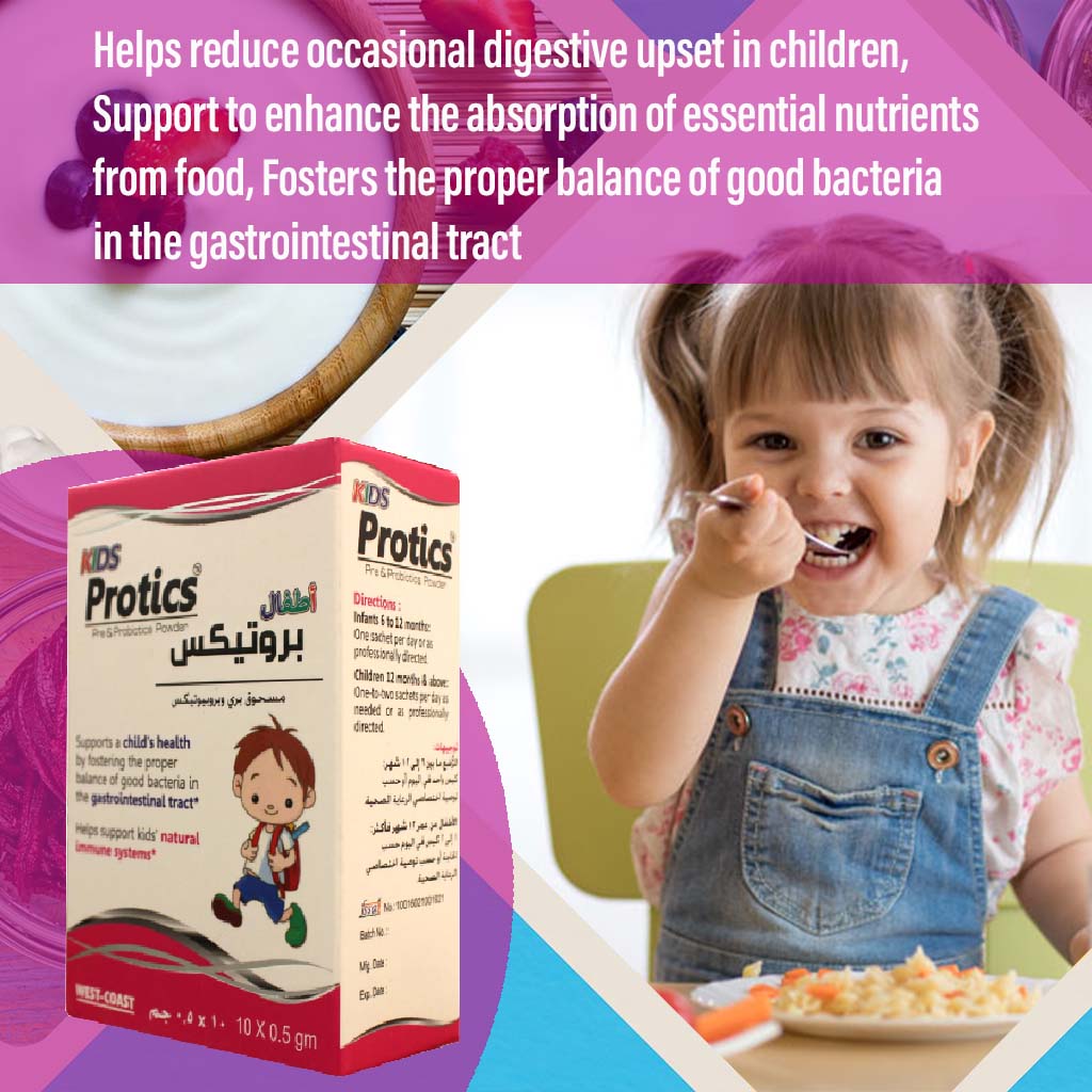 Protics Kids Pre & Probiotic Oral Powder Sachets 0.5g, Pack of 10's - Easy Pharmacy LLC