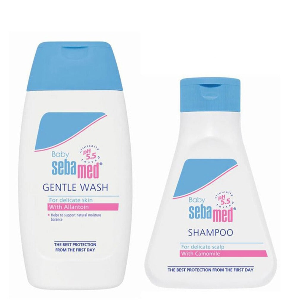 Sebamed Extra Mild Baby Shampoo For Delicate Scalp 150 mL + Gentle Wash For Delicate Baby Skin 200 mL Combo Pack - Easy Pharmacy LLC