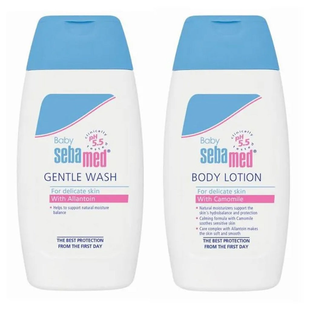 Sebamed Extra Soft Moisturizing Baby Gentle Wash For Delicate Baby Skin 200 mL+ Baby Lotion 200 mL Combo Pack - Easy Pharmacy LLC
