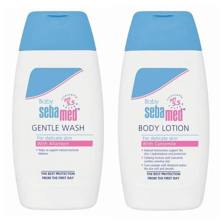 Sebamed Extra Soft Moisturizing Baby Gentle Wash For Delicate Baby Skin 200 mL+ Baby Lotion 200 mL Combo Pack - Easy Pharmacy LLC