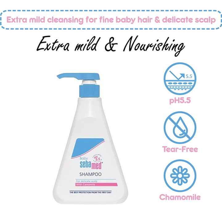 Sebamed Extra Mild Baby Shampoo 500 mL + Wet Wipes 72's Pack 4's + Baby Gentle Wash 400 mL Bundle Pack - Easy Pharmacy LLC
