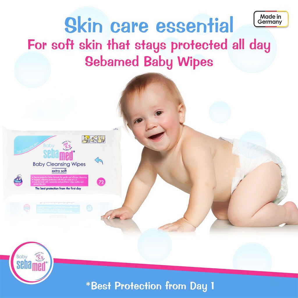 Sebamed Extra Mild Baby Shampoo 500 mL + Wet Wipes 72's Pack 4's + Baby Gentle Wash 400 mL Bundle Pack - Easy Pharmacy LLC
