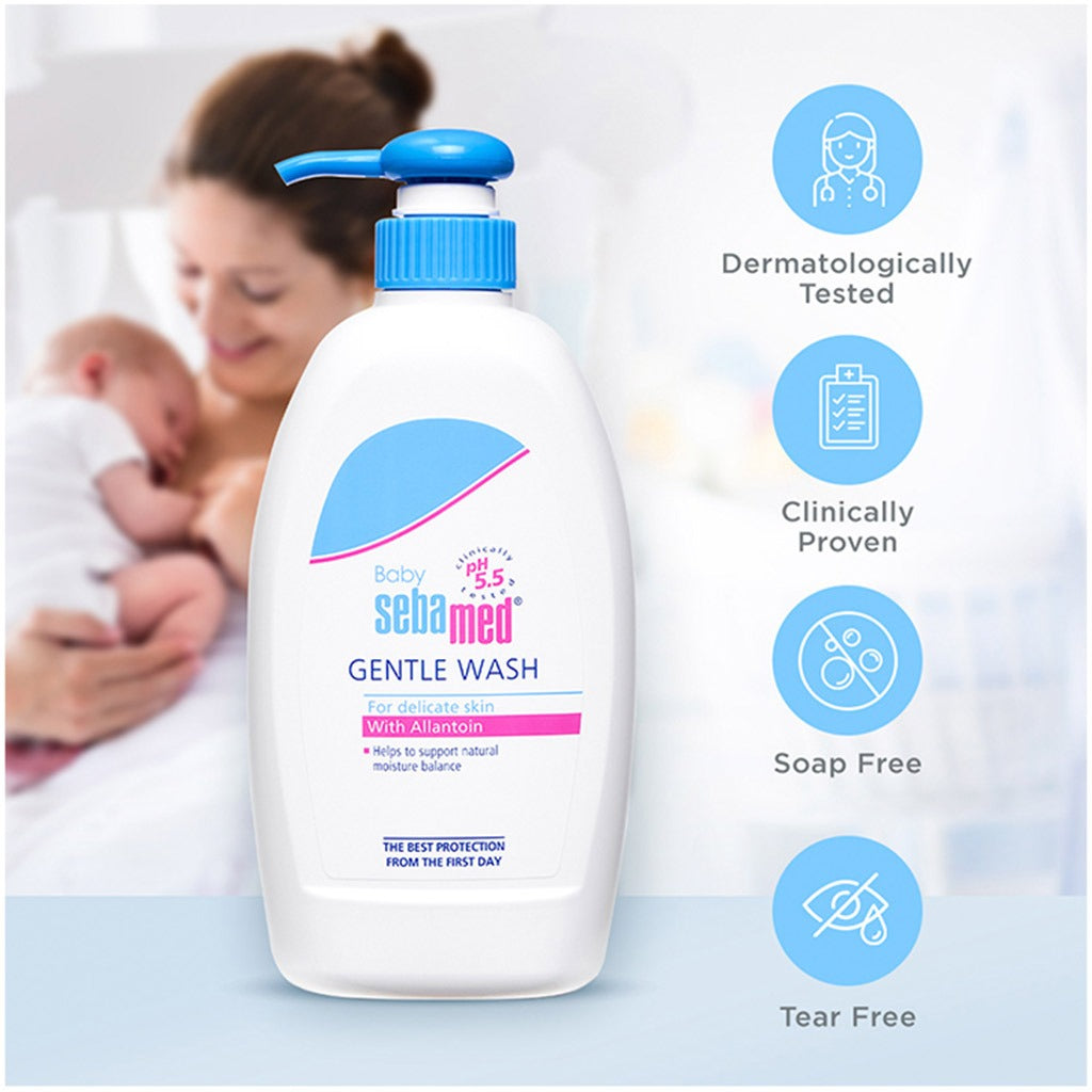 Sebamed Extra Mild Baby Shampoo 500 mL + Wet Wipes 72's Pack 4's + Baby Gentle Wash 400 mL Bundle Pack - Easy Pharmacy LLC