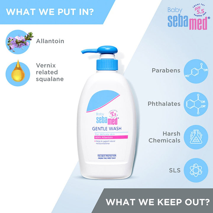 Sebamed Extra Mild Baby Shampoo 500 mL + Wet Wipes 72's Pack 4's + Baby Gentle Wash 400 mL Bundle Pack - Easy Pharmacy LLC
