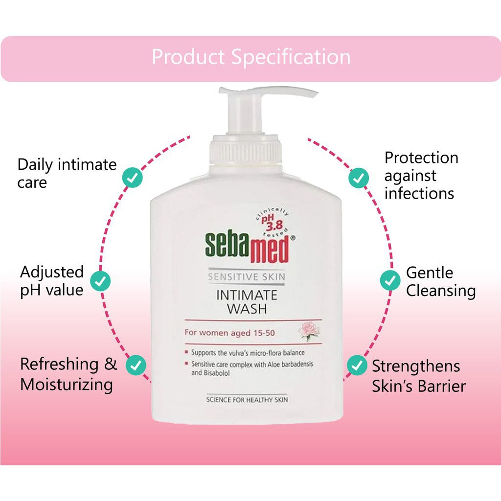 Sebamed Feminine Intimate Wash For sensitive skin PH 3.8 200 mL 2's - Easy Pharmacy LLC