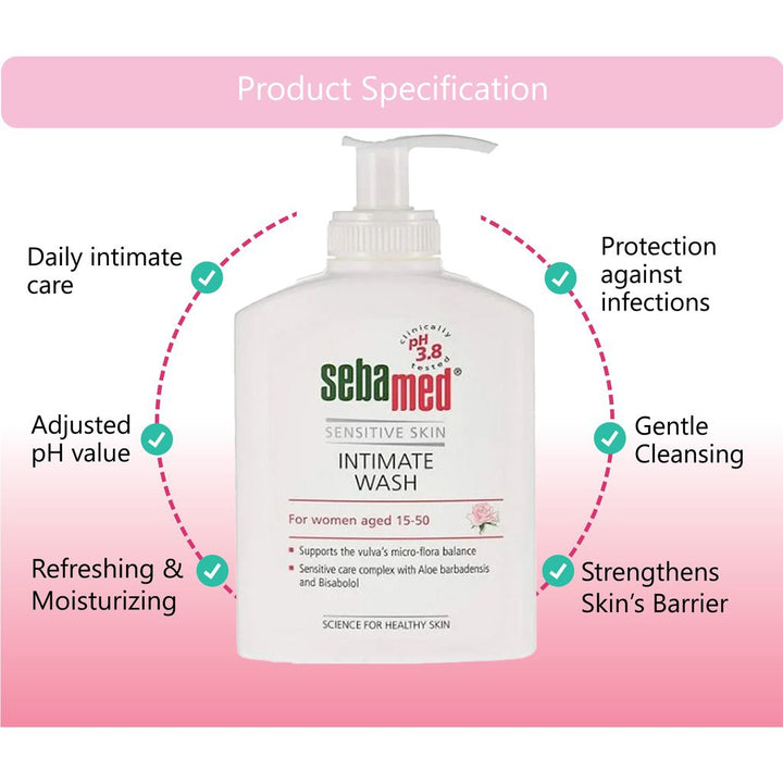 Sebamed Feminine Intimate Wash For sensitive skin PH 3.8 200 mL 2's - Easy Pharmacy LLC