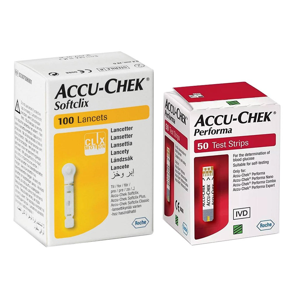Accu-Chek Performa Blood Sugar Test Strips 50's + Lancets PROMO PACK - Easy Pharmacy LLC
