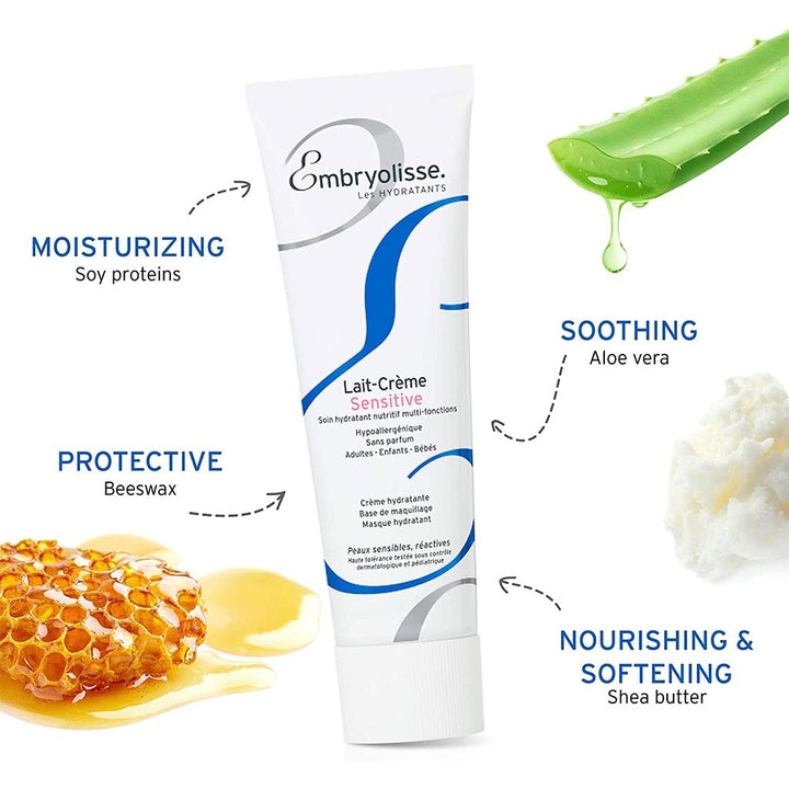 Embryolisse Lait-Creme Sensitive Fragrance Free Daily Moisturizer Cream For Face And Body 100 mL - Easy Pharmacy LLC