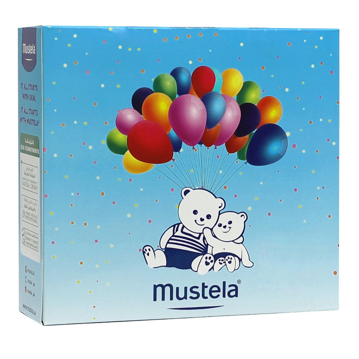 Mustela Baby Bath Time & Skincare Essentials, New Born Gift Set With Mustela Baby 2 in 1 cleansing gel For Hair & Body +  Mustela Baby Hydra Bebe Face Cream + Mustela 1 2 3 Vitamin Barrier Baby Nappy Cream For Diaper Rash, Promo Pack of 3 Pieces - Easy Pharmacy LLC