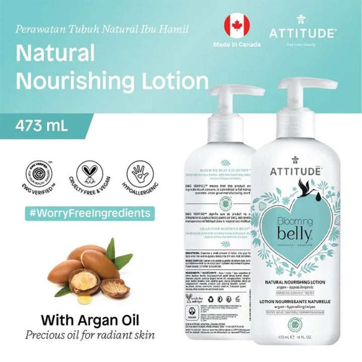 Attitude Blooming Belly Maternity Natural Nourishing Lotion Argan 473ml - Easy Pharmacy LLC