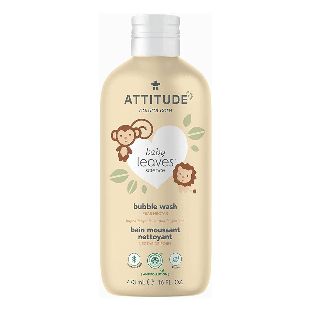Attitude Nature Care Baby Leaves Science Antipollution Bubble Wash Pear Nectar 473ml - Easy Pharmacy LLC