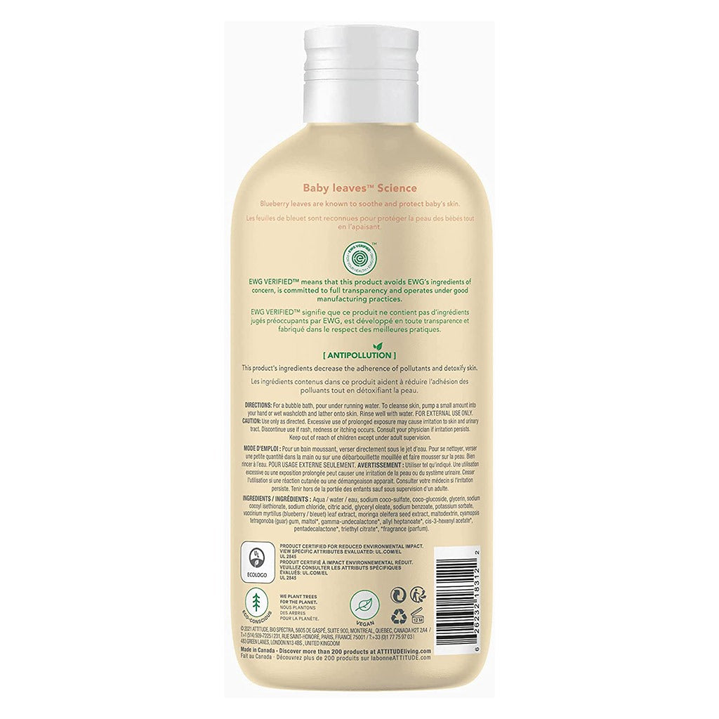 Attitude Nature Care Baby Leaves Science Antipollution Bubble Wash Pear Nectar 473ml - Easy Pharmacy LLC
