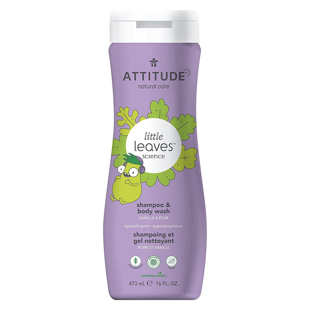 Attitude Natural Care Baby Leaves Science 2-In-1 Natural Shampoo And Body Wash With Vanilla & Pear 473ml - Easy Pharmacy LLC