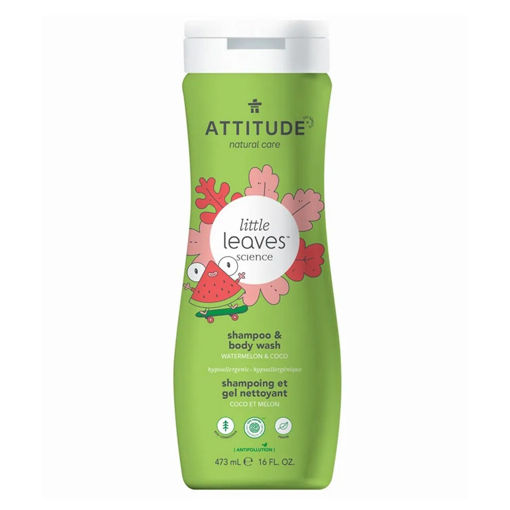 Attitude Natural Care Little Leaves Science 2-In-1 Shampoo And Body Wash Watermelon And Coco For Babies 473ml - Easy Pharmacy LLC