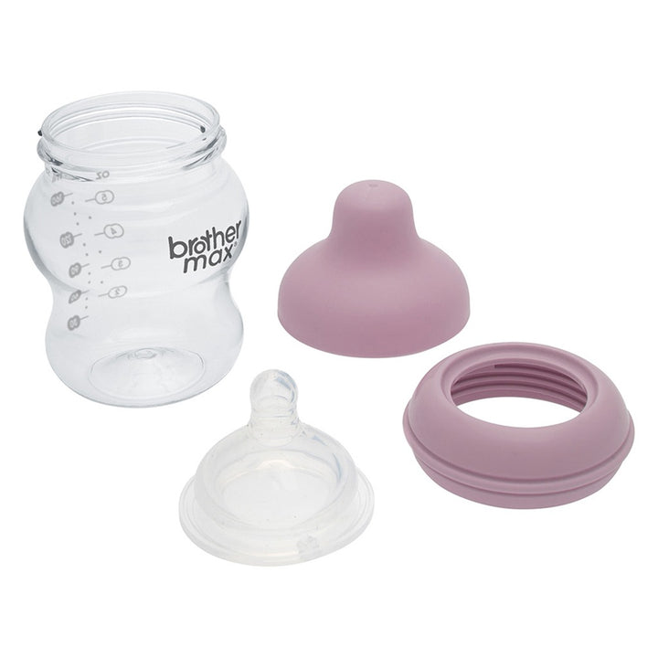 Brother Max Extra Wide Neck Anti Colic Feeding Glass Bottle 160 mL + S Teat Pink BM115P - Easy Pharmacy LLC
