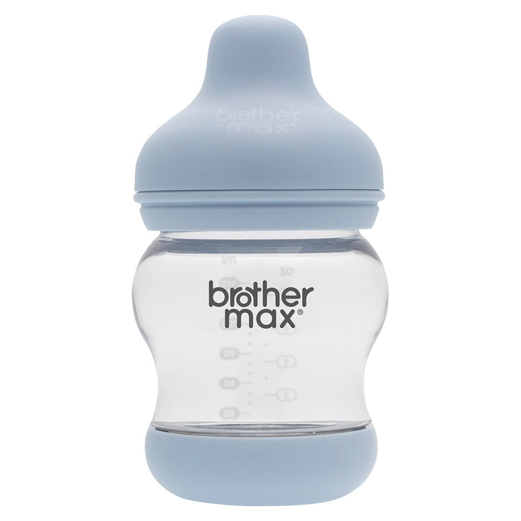Brother Max Newborn Glass Anticolic Feeding Bottle 100 mL + SS Teat Blue BM100B - Easy Pharmacy LLC
