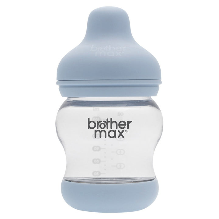 Brother Max Newborn Glass Anticolic Feeding Bottle 100 mL + SS Teat Blue BM100B - Easy Pharmacy LLC