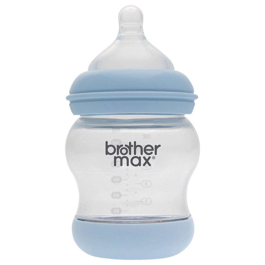 Brother Max Newborn Glass Anticolic Feeding Bottle 100 mL + SS Teat Blue BM100B - Easy Pharmacy LLC