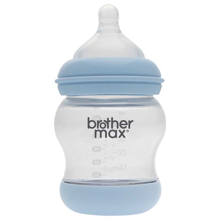 Brother Max Newborn Glass Anticolic Feeding Bottle 100 mL + SS Teat Blue BM100B - Easy Pharmacy LLC